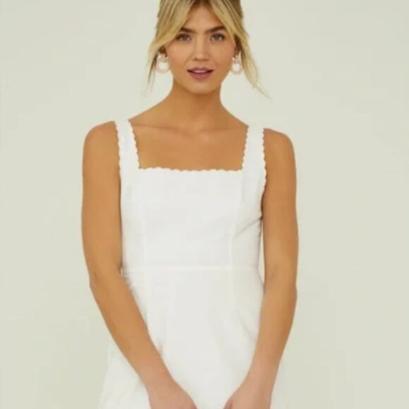 Altar’d State Skye Scallop Linen Dress White Small Worn Once - Picture 1 of 3